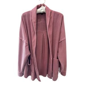 DOWNEAST | Rose Mauve Boho Open Front Cardigan Sweater Jacket | Medium